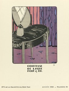 Coiffeuse de Laque Noir  Or "广告，1921 年出版（模板印刷品） 作者 法语学校