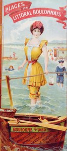 布洛涅海岸沿岸海滩的广告。 c.1905
