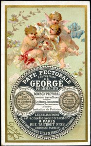 Georgé Pharmacien公司的甘草胸肌膏的广告卡。19世纪。 作者 法语学校