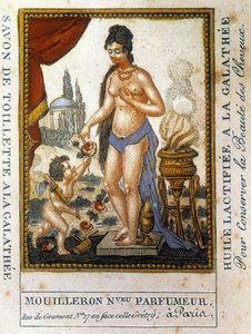 Advertising label for galathy lactified oil “” to preserve the beauty of hair”” Perfumer Mouilleron 作者 法语学校