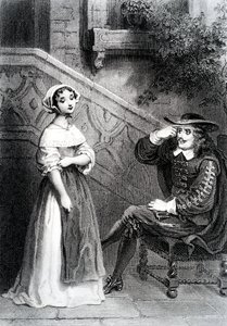 Agnes和她的监护人Arnolphe，来自The School for Wives，由Moliere 作者 法语学校