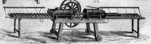 农业机械：1860年巴黎农业展览会上展出的制造排水管的机器。6月30日《世界画报》第168期上的版画。 作者 法语学校