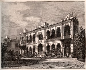 阿尔及尔--穆斯塔法的总督府--V.A. Malt-Brown在《法国图解：地理、历史、行政统计》中的雕刻，1884年。 作者 法语学校