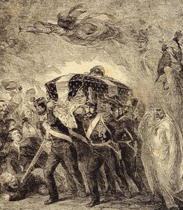 1840 年法国皇帝拿破仑·波拿巴骨灰归来的寓言。19 世纪（雕刻来自“服装、服饰、发明” 作者 法语学校