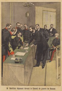 Alphonse Bertillon在雷恩的Alfred Dreyfus第二次军事法庭上作证 作者 French School