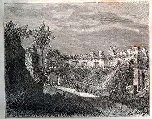 弗雷瑞斯露天剧场--V.A. Malt-Brown的《法国图解：地理、历史、行政统计》中的雕刻。1884 作者 法语学校