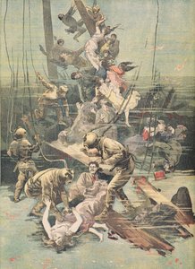 在桑坦德发生事故，潜水员寻找受害者的尸体，来自&39;Le Petit Journal&39;的插图，1893年11月25日 作者 法语学校
