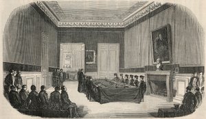在巴黎法学院的会议室进行的考试--埃德蒙-特克西尔1852年所作的《巴黎表》中的雕刻。 作者 法语学校