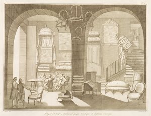 来自Denis Diderot（1713-84）的Encyclopedie des Sciences et Metiers的室内装潢商店发布于1770年 作者 法语学校