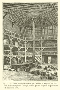 1810年由莫利诺斯和罗格朗建造的旧manege，Sainte-Marguerite街，1876年由瓷器和demoli商店占领 作者 法语学校