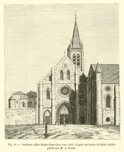 大约1516年的老Sainte-Genevieve教堂，由圣勒努瓦出版的圣奥拉尔画 作者 French School