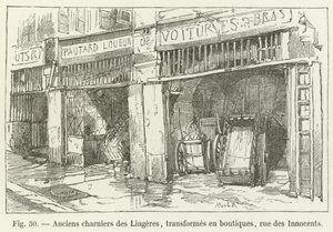 老群坟墓Lingeres，变成商店，rue des Innocents 作者 法语学校