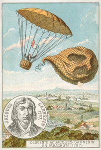 Andre-Jacques Garnerin descending from a balloon by parachute 作者 法语学校