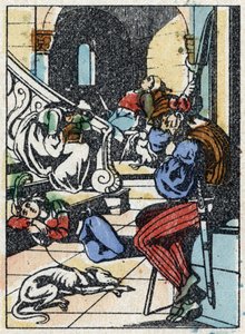 法国作家查尔斯-佩罗（1628-1703年）的故事《蛰居的美女》的匿名插图。木刻成像Pellerin - Epinal, sd.19世纪晚期。 作者 法语学校