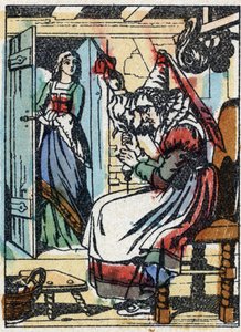 法国作家查尔斯-佩罗（1628-1703年）的故事《蛰居的美女》的匿名插图。木刻成像Pellerin - Epinal, sd.19世纪晚期。 作者 法语学校