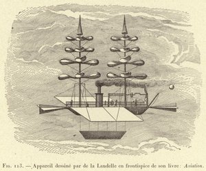 Appareil dessine par de la Landelle en frontispice de son livre: Aviation (engraving) 作者 法语学校