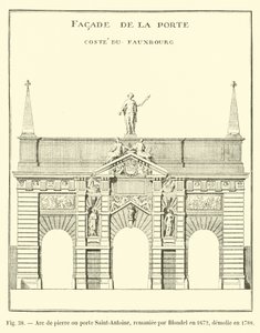 1672年由Blondel重建的石拱门或圣安托万门，于1788年拆除 作者 法语学校