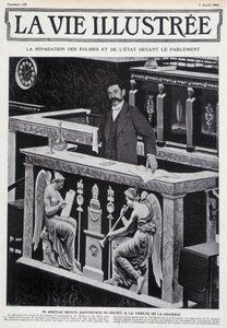 阿里斯蒂德-布里安在议院看台（政教分离）--1905年4月7日的《生活画报》中。 作者 法语学校