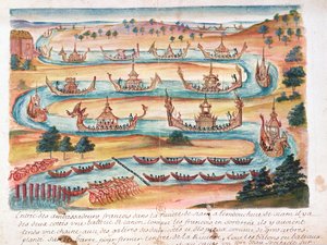 1688年暹罗耶稣会士的一个帐户抵达暹罗的法国大使（纸上写着） 作者 法语学校