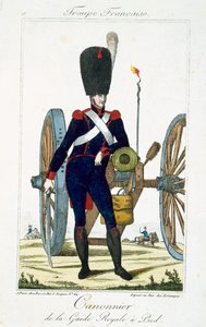 皇家卫队的炮兵用大炮，从Troupes Francaises，酒吧。 chez Basset，Paris，c.1790 作者 法语学校