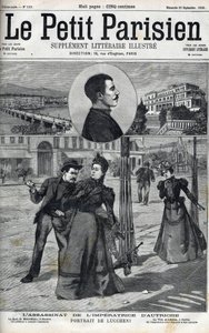 1898年意大利无政府主义者Luccheni在日内瓦刺杀奥地利伊丽莎白皇后（Sissi）。1898年《小巴黎人》的封面--意大利无政府主义者路易吉-卢切尼在日内瓦刺杀奥地利伊丽莎白皇后（茜茜）的事件 作者 法语学校