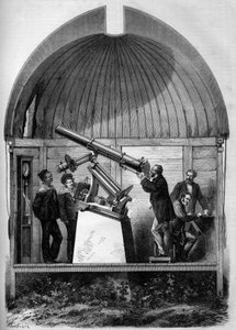 天文学。法国天文表圈被运到横滨（日本），观察金星经过太阳的情况。1874年8月8日《世界画报》第904期上的雕刻。 作者 法语学校