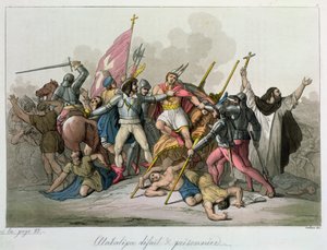 Atahualpa（c.1502-33）被Francisco Pizarro（c.1478-1541）1820年的部队击败并俘虏 作者 法语学校