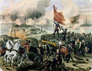 1871年4月2日在Pont de Neuilly和Courbevoie的攻击（平版）