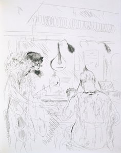 巴黎Bal de Nuit或马戏团的后台场景，来自巴黎草图：Forain和Raffaelli的蚀刻，1880年 作者 法语学校