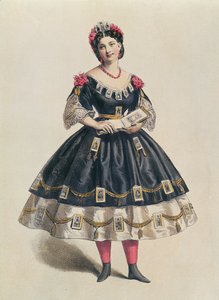 舞会礼服装饰着摄影卡车de visite，c.1860