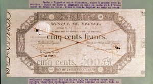 1806年第24届年龄第24次生发的500法郎钞票（纸上墨水） 作者 法语学校