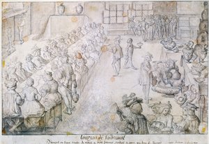 1493年Sandricourt锦标赛宴会（棕色墨水和铅笔在纸上） 作者 法语学校
