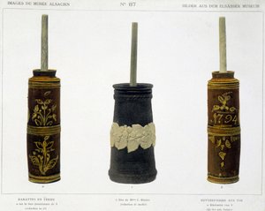 保存在阿尔萨斯博物馆的加工过的土制Barattes（用于制造黄油），V.1800 作者 法语学校