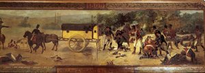 拉雷男爵的飞行救护车 (Dominique Jean, Baron Larrey 1766 - 1842) 1809 年 19 世纪法国画派的匿名绘画。 1809 年巴黎，格蕾丝谷博物馆 作者 法语学校
