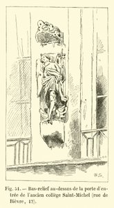 在圣米歇尔老学院的门口上方的浅浮雕，rue de Bievre，12 作者 法语学校