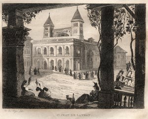 罗马圣乔瓦尼-拉特兰大教堂--拉特兰的圣约翰--雕刻自M. de Norvins, Ch. Nodier 1834-1836的 "Picturesque Italy" - 意大利的历史和描述性绘画。 作者 法语学校
