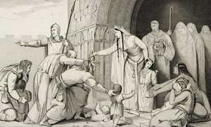 巴斯利达为穷人提供资金，来自Colart的“Histoire de France”，出版于1840年 作者 法语学校