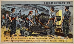 Battery of carronades on board a French warship of the First Empire, early 19th Century (chromolitho) 作者 法语学校