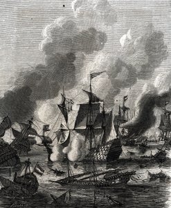 拉各斯之战是九年战争期间1693年6月27日的一场海战（雕刻）。 作者 法语学校