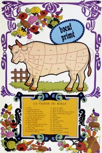 牛肉及其碎片 - 屠夫海报，20 世纪 作者 法语学校