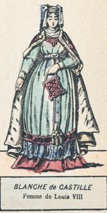 Blanche de Castille, Femme de Louis VIII (coloured engraving) 作者 法语学校