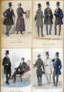 图为1848年 "Journal des tailors "中的男士时尚板。 作者 法语学校