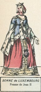 Bonne de Luxembourg, Femme de Jean II (coloured engraving) 作者 法语学校