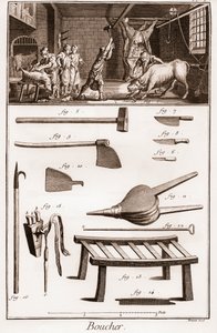 Boucher - 屠宰 - 屠宰 - "The Great Encyclopedie, ou Dictionnaire Raisonne des Sciences, des Arts et des Metiers"（大百科全书或科学、艺术和职业词典），作者Denis Diderot（1713-1784）和Jean d