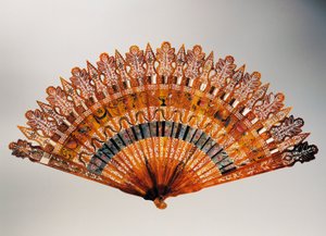 Brise（断裂）手扇，角，红色象牙，珍珠母和龟甲肋，查理十世时期（1824-1830），法国 作者 法语学校