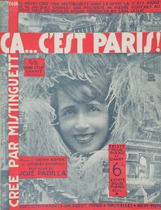 Ca ... Cest Paris，Mistinguett的歌曲评分封面，由Editions Salabert于1926年在巴黎出版 作者 法语学校