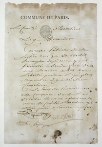 致电Maximilien de Robespierre（1758-94）加入公社，9 Thermidor An 2（1794年7月27日）（笔墨水纸） 作者 法语学校