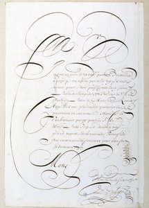 书法。1678年左右由弗朗索瓦-德-布吕恩书写的账目信函。巴黎市历史图书馆 作者 法语学校