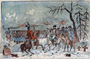 普鲁士和波兰的战役（1806-1807）。"拿破仑一世（1769-1821）于1807年2月8日在埃劳战场上命令穆拉特击退俄国骑兵。19世纪的版画。 作者 法语学校