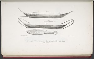 [独木舟和复活节岛上的俱乐部]，选自《世界探险之旅》（Voyage pittoresque autour du monde, avec des portraits de sauvages d